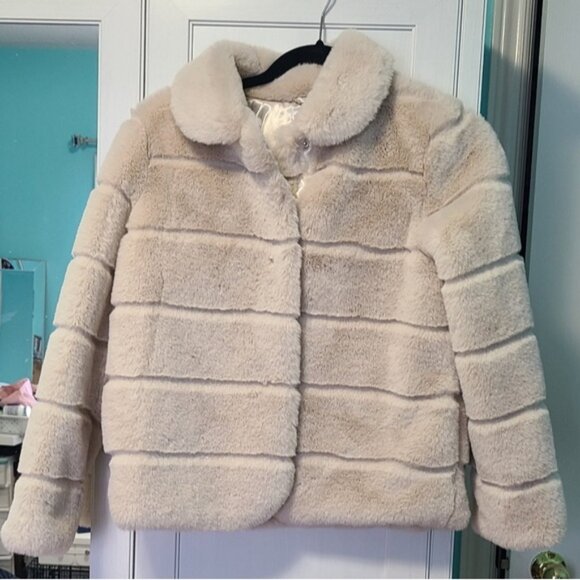 Jillian Harris Joe Fresh Girls 14 XL Faux Fur Soft Fall Collared Puffer Coat - Picture 9 of 16